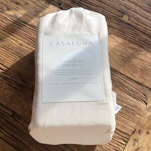 Casaluna Linen Blend Flat Sheet - Snowfall White